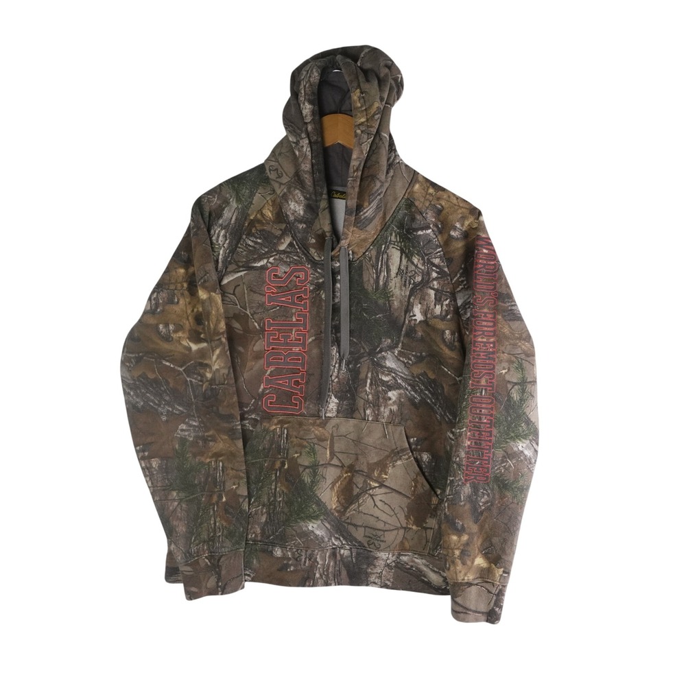 Cabelas Womens Realtree Camo Hoodie Pullover Sweatshirt Large Brown Pink